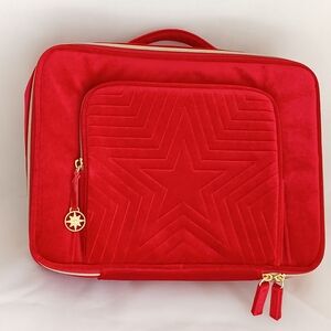 Estee Lauder Red Velvet Star Cosmetic Bag Teavel Makeup Bag Gold Zipper